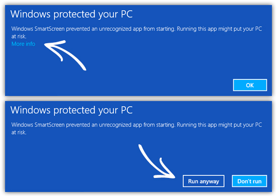 Windows SmartScreen warning